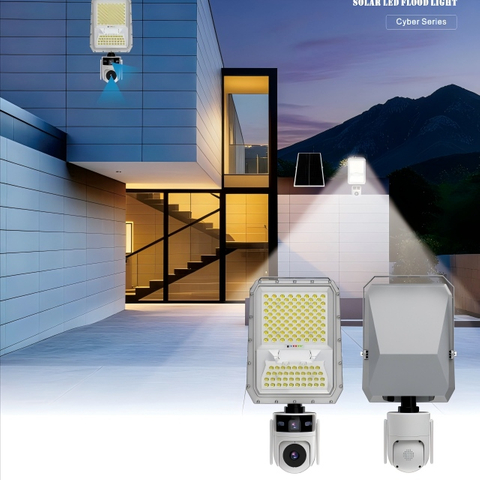 الكل في اثنين من مصابيح الفيضانات الشمسية مع مجهر الكاميرا